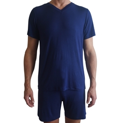Herr Pyjamasöverdel med kort ärm - mörkblå L